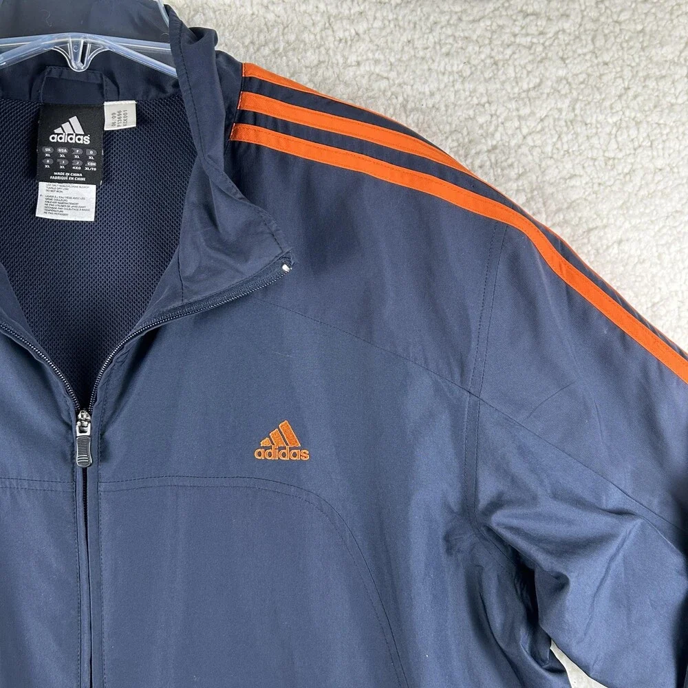 Vintage Adidas Jacket Mens XL 3 Stripes Full Zip Windbreaker Athletic 90s Y2K